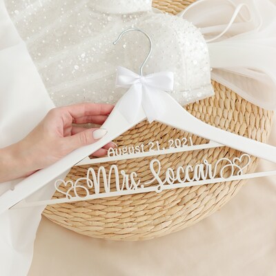 Personalized Bride Hanger, Wedding Hanger, Bridal Dress Hanger, Custom Hanger, Bridal Shower Gifts, Bridesmaid Hanger, Bridesmaid gifts - image2